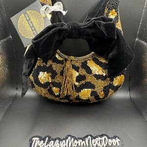 Viral Leopard Print Beaded Handbag with Bow